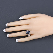 Load image into Gallery viewer, 6.49 Carat Genuine Blue Sapphire and White Diamond 14K White Gold Ring