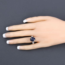Load image into Gallery viewer, 6.49 Carat Genuine Blue Sapphire and White Diamond 14K Yellow Gold Ring