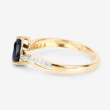 Load image into Gallery viewer, 1.17 Carat Genuine Blue Sapphire and White Diamond 14K Yellow Gold Ring
