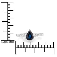 Load image into Gallery viewer, 0.89 Carat Genuine Blue Sapphire and White Diamond 14K White Gold Ring