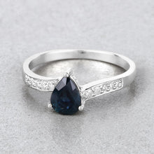 Load image into Gallery viewer, 0.89 Carat Genuine Blue Sapphire and White Diamond 14K White Gold Ring
