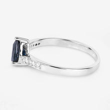 Load image into Gallery viewer, 0.89 Carat Genuine Blue Sapphire and White Diamond 14K White Gold Ring