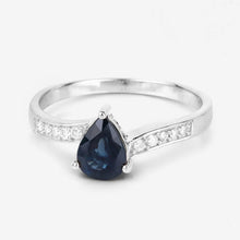 Load image into Gallery viewer, 0.89 Carat Genuine Blue Sapphire and White Diamond 14K White Gold Ring
