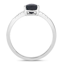 Load image into Gallery viewer, 0.86 Carat Genuine Blue Sapphire and White Diamond 14K White Gold Ring
