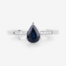 Load image into Gallery viewer, 0.86 Carat Genuine Blue Sapphire and White Diamond 14K White Gold Ring
