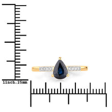 Load image into Gallery viewer, 0.86 Carat Genuine Blue Sapphire and White Diamond 14K Yellow Gold Ring