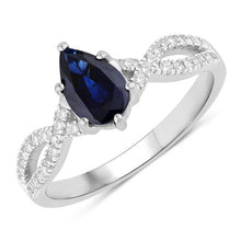 Load image into Gallery viewer, 1.14 Carat Genuine Blue Sapphire and White Diamond 14K White Gold Ring