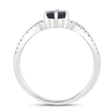 Load image into Gallery viewer, 1.14 Carat Genuine Blue Sapphire and White Diamond 14K White Gold Ring