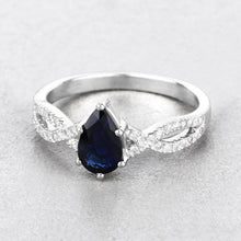 Load image into Gallery viewer, 1.14 Carat Genuine Blue Sapphire and White Diamond 14K White Gold Ring