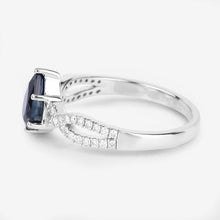 Load image into Gallery viewer, 1.14 Carat Genuine Blue Sapphire and White Diamond 14K White Gold Ring
