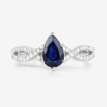 Load image into Gallery viewer, 1.14 Carat Genuine Blue Sapphire and White Diamond 14K White Gold Ring