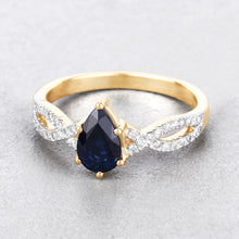 Load image into Gallery viewer, 1.14 Carat Genuine Blue Sapphire and White Diamond 14K Yellow Gold Ring