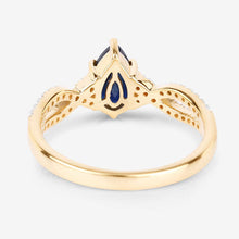 Load image into Gallery viewer, 1.14 Carat Genuine Blue Sapphire and White Diamond 14K Yellow Gold Ring