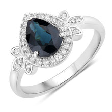 Load image into Gallery viewer, 1.54 Carat Genuine Blue Sapphire and White Diamond 14K White Gold Ring