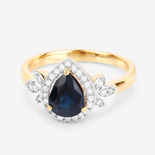 Load image into Gallery viewer, 1.54 Carat Genuine Blue Sapphire and White Diamond 14K Yellow Gold Ring