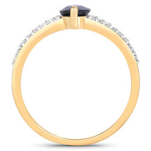 Load image into Gallery viewer, 1.50 Carat Genuine Blue Sapphire and White Diamond 14K Yellow Gold Ring