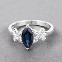 Load image into Gallery viewer, 1.50 Carat Genuine Blue Sapphire and White Diamond 14K White Gold Ring