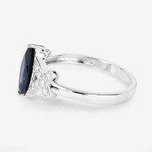 Load image into Gallery viewer, 1.50 Carat Genuine Blue Sapphire and White Diamond 14K White Gold Ring