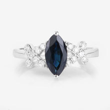 Load image into Gallery viewer, 1.50 Carat Genuine Blue Sapphire and White Diamond 14K White Gold Ring
