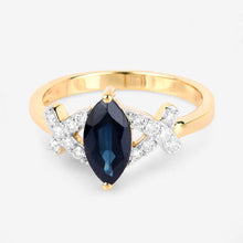 Load image into Gallery viewer, 1.50 Carat Genuine Blue Sapphire and White Diamond 14K Yellow Gold Ring