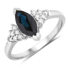Load image into Gallery viewer, 1.47 Carat Genuine Blue Sapphire and White Diamond 14K White Gold Ring