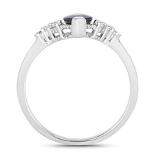 Load image into Gallery viewer, 1.47 Carat Genuine Blue Sapphire and White Diamond 14K White Gold Ring