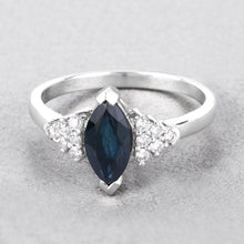 Load image into Gallery viewer, 1.47 Carat Genuine Blue Sapphire and White Diamond 14K White Gold Ring