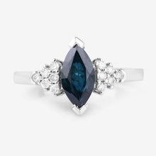 Load image into Gallery viewer, 1.47 Carat Genuine Blue Sapphire and White Diamond 14K White Gold Ring