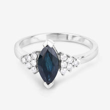 Load image into Gallery viewer, 1.47 Carat Genuine Blue Sapphire and White Diamond 14K White Gold Ring
