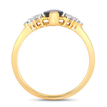 Load image into Gallery viewer, 1.47 Carat Genuine Blue Sapphire and White Diamond 14K Yellow Gold Ring