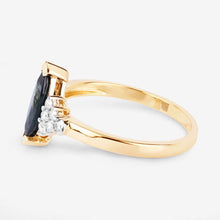 Load image into Gallery viewer, 1.47 Carat Genuine Blue Sapphire and White Diamond 14K Yellow Gold Ring