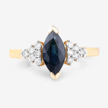 Load image into Gallery viewer, 1.47 Carat Genuine Blue Sapphire and White Diamond 14K Yellow Gold Ring