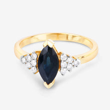 Load image into Gallery viewer, 1.47 Carat Genuine Blue Sapphire and White Diamond 14K Yellow Gold Ring