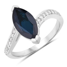 Load image into Gallery viewer, 2.26 Carat Genuine Blue Sapphire and White Diamond 14K White Gold Ring