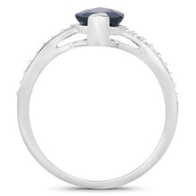 Load image into Gallery viewer, 2.26 Carat Genuine Blue Sapphire and White Diamond 14K White Gold Ring