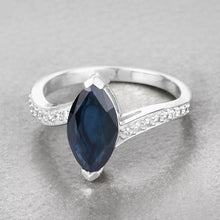 Load image into Gallery viewer, 2.26 Carat Genuine Blue Sapphire and White Diamond 14K White Gold Ring