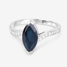 Load image into Gallery viewer, 2.26 Carat Genuine Blue Sapphire and White Diamond 14K White Gold Ring
