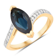 Load image into Gallery viewer, 2.26 Carat Genuine Blue Sapphire and White Diamond 14K Yellow Gold Ring