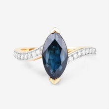 Load image into Gallery viewer, 2.26 Carat Genuine Blue Sapphire and White Diamond 14K Yellow Gold Ring