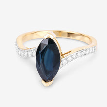 Load image into Gallery viewer, 2.26 Carat Genuine Blue Sapphire and White Diamond 14K Yellow Gold Ring