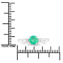 Load image into Gallery viewer, 0.71 Carat Genuine Zambian Emerald and White Diamond 14K White Gold Ring