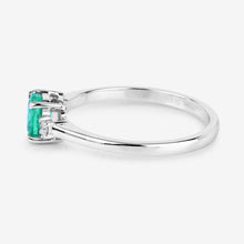 Load image into Gallery viewer, 0.71 Carat Genuine Zambian Emerald and White Diamond 14K White Gold Ring