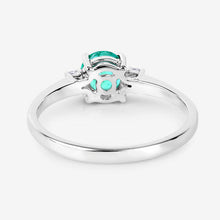 Load image into Gallery viewer, 0.71 Carat Genuine Zambian Emerald and White Diamond 14K White Gold Ring