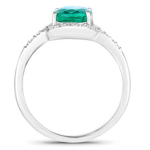 Load image into Gallery viewer, 1.92 Carat Genuine Zambian Emerald and White Diamond 14K White Gold Ring