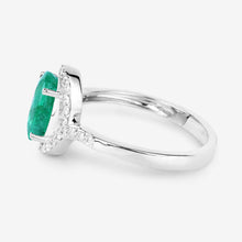 Load image into Gallery viewer, 1.92 Carat Genuine Zambian Emerald and White Diamond 14K White Gold Ring
