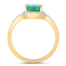 Load image into Gallery viewer, 1.92 Carat Genuine Zambian Emerald and White Diamond 14K Yellow Gold Ring