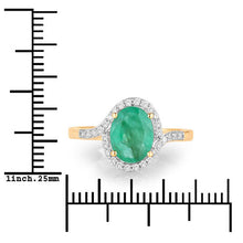 Load image into Gallery viewer, 1.92 Carat Genuine Zambian Emerald and White Diamond 14K Yellow Gold Ring