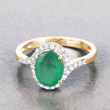 Load image into Gallery viewer, 1.92 Carat Genuine Zambian Emerald and White Diamond 14K Yellow Gold Ring