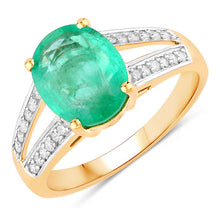 Load image into Gallery viewer, 2.29 Carat Genuine Zambian Emerald and White Diamond 14K Yellow Gold Ring