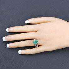 Load image into Gallery viewer, 2.29 Carat Genuine Zambian Emerald and White Diamond 14K Yellow Gold Ring